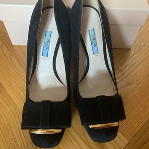 Prada black suede pumps